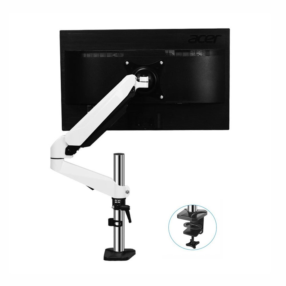 Adjustable Monitor Stand Single Monitor Mount, Adjustable Monitor Arm Desk Mount, Full Motion Monitor Arm with C-clamp and Cable Management, Fits 15"-32" Screen, Holds 17.6lb Monitor Mount Monitor Arm