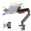 Adjustable Monitor Stand Laptop Mount with Adjustable Tray for 10-17Notebook, Full Motion Gas Spring Mount Arm for 17-32Monitor (Within 4.4~22.0lbs), C-Clamp and Grommet Base Monitor Mount Monitor A view 3