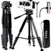 75 Inch Aluminum Phone & Camera Tripod With Gooseneck Stand, Extendable Cell Phone Tripod Stand Compatible with iPhone/Android/Action Camera is Perfect for Live Streaming/Video Recording/Selfies view 1