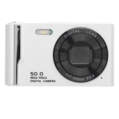 4K 50MP Digital Camera HD 16x Digital Zoom 2.8 Inch LCD Screen Anti Shake Autofocus Retro Compact Small Camera with Flash for Travel (White)