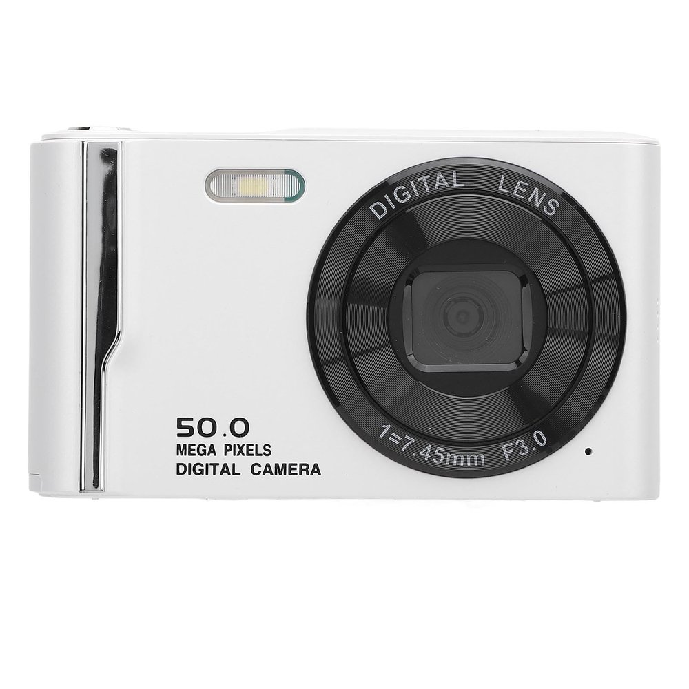 4K 50MP Digital Camera HD 16x Digital Zoom 2.8 Inch LCD Screen Anti Shake Autofocus Retro Compact Small Camera with Flash for Travel (White)