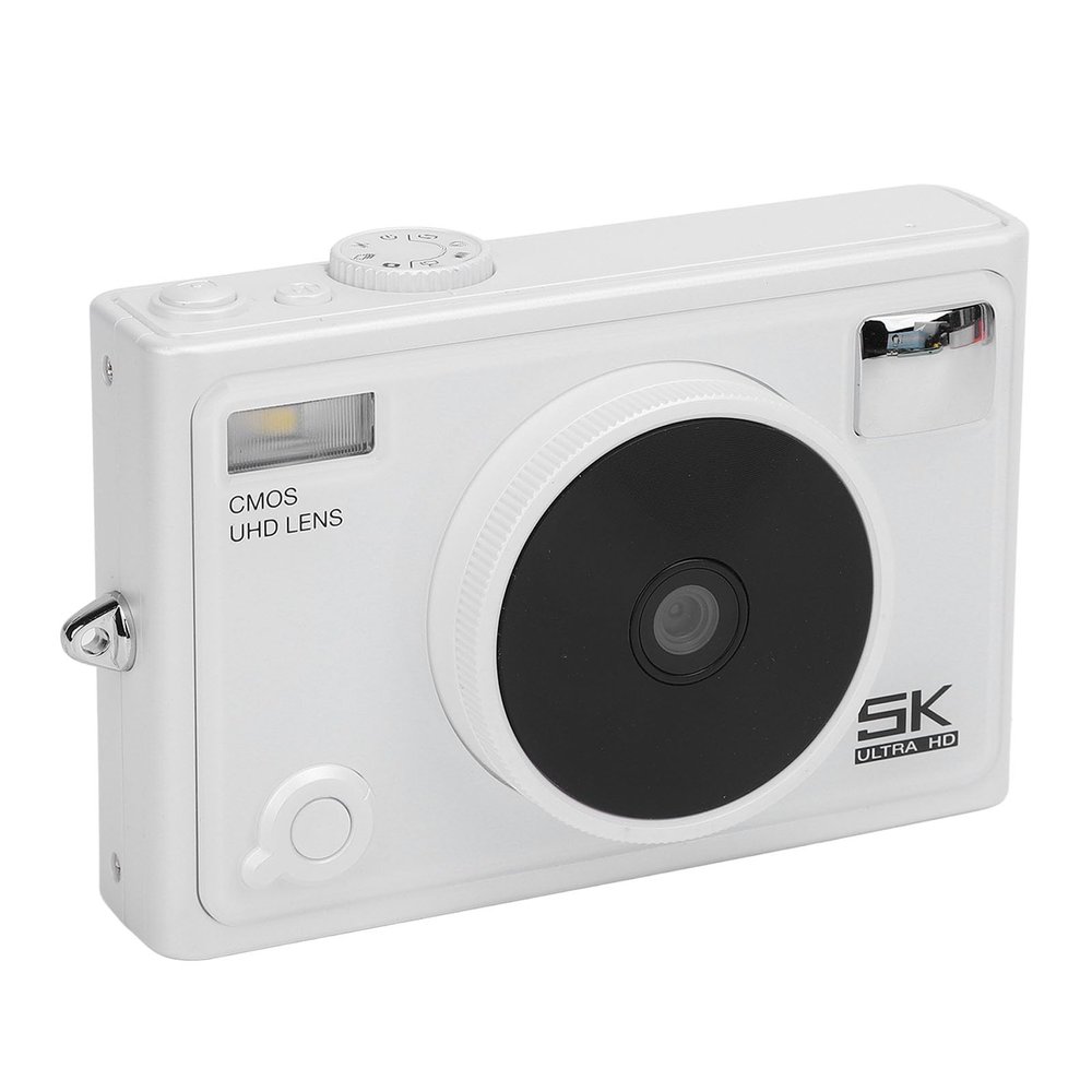 5K Digital Camera for Photography, 72MP Vlogging Camera, Front Rear Dual Camera, 18X Digital Zoom Compact Travel Video Camera (White)