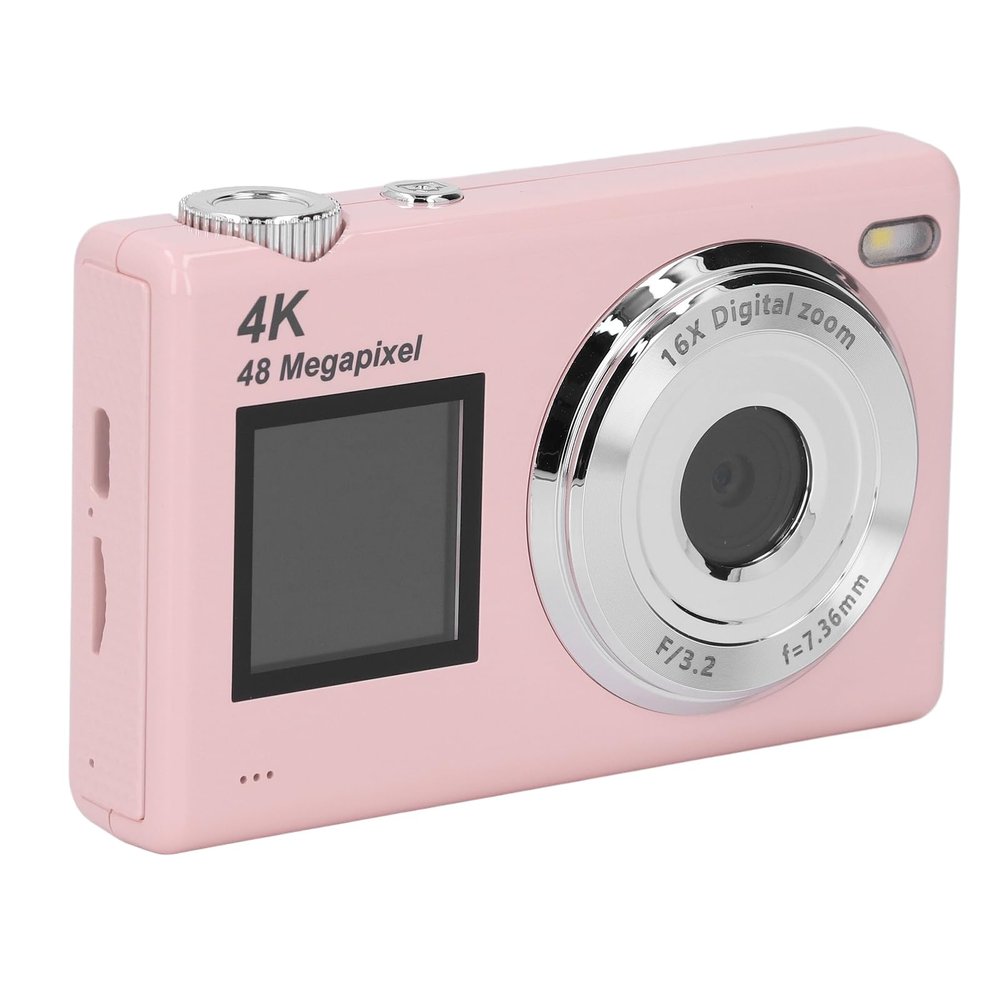 VBESTLIFE 4K Digital Camera for Photography, Autofocus Anti Shake 48MP Vlogging Camera, 16X Digital Zoom Compact Travel Video Camera with Dual Screen (Roseate)