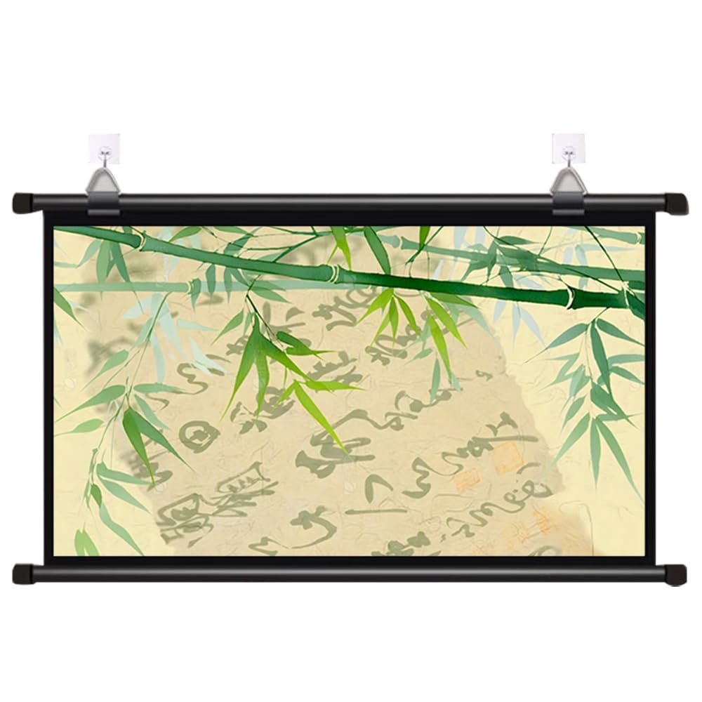 HVENNUXXG Indoor Outdoor Projector Screen, Portable Manual Pull-Down Projection Screen, 4K 4:3 16:9 HD Movie Screen for Home Theater Office Meeting Presentation(30 Inch 16:9)