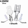 100Pcs/Lot 2.8/4.8/6.3mm Female and Male Crimp Terminal Brass Car Speaker Wire Connectors And Insulating Sheath(4.8mm Silver Sheath,100Pcs Female) view 2