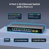 10 Port 2.5Gb Unmanaged Ethernet Switch with 8* 2.5G Base-T Ports + 2* 10G SFP+ Ports. NICGIGA 8 Port 2.5Gbps Network Switch for 2.5Gbps NAS/PC, WiFi6 Router, Wireless AP. Fanless Design. view 2