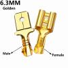 100Pcs/Lot 2.8/4.8/6.3mm Female and Male Crimp Terminal Brass Car Speaker Wire Connectors And Insulating Sheath(6.3mm Golden,Female50Pc Male50Pc) view 2