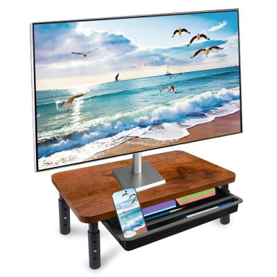 BEHEY Monitor Stand, Rich Brown Monitor Riser, Monitor Stand for Desk, Stand Monitor, Solid Wood & Metal Computer Monitor Stand, Ergonomic TV Riser Block, 1 Pack, Rich Brown, 14.5 Inch