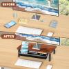 BEHEY Monitor Stand, Rich Brown Monitor Riser, Monitor Stand for Desk, Stand Monitor, Solid Wood & Metal Computer Monitor Stand, Ergonomic TV Riser Block, 1 Pack, Rich Brown, 14.5 Inch view 4