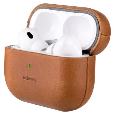 Belemay for AirPods Pro (1st Generation) Case, Compatible with MagSafe, Premium Crazy Horse Leather [Vintage Aesthetic] - Unique Patina - Comfort Grip - Compatible with AirPods Pro Case (2019), Tan