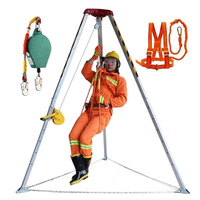 QYQCXGL Confined Space Tripod Kit Heavy Duty Rescue Tripod System with Winch & Safety HarnessFoldable Confined Space Tripod for Wells Manhole Sewer Tunnels(1200LBS Winch+Safe Belt)