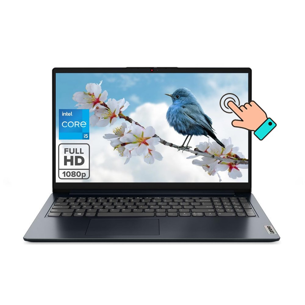Lenovo Ideapad, 15.6" FHD Touchscreen Laptop, 12th Gen Intel Core i5-1235U 10-core Processor, 16GB RAM, 512GB SSD, Intel Iris Xe Graphics, Wi-Fi 6, Windows 11 S, Abyss Blue, EAT Mouse Accessories