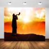 BELECO 15x10ft Fabric Yom Kippur Day Backdrop Jewish Man Blowing The Shofar Rosh Hashanah Background Jewish Religious Festival Party Decorations Banner Photoshoot Booth Studio Props view 1