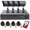 4CH DVR Wired CCTV Security System with 4pcs 1080P Metal Waterproof Surveillance Camera Infrared Night Vision Motion Detection for Indoor Outdoor 24/7 Recording (Include 500GB HDD) Remote Access view 4