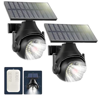 Clearhill Dummy Fake Security Camera and Solar Motion Sensor Lights, 2-in-1 Solar Lights with Remote Control, Realistic Look, Easy to Install, IP66 Waterproof, for Outdoor (2)