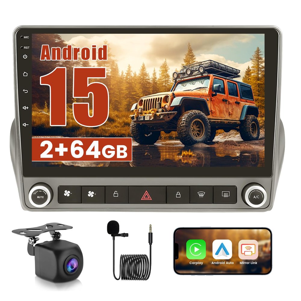 2+64GB Android 15 Car Stereo for Chevrolet Chevy Camaro 2008-2015 with Wireless CarPlay Android Auto, 9 Inch Touch Screen Car Radio for Chevy Camaro with GPS WiFi Bluetooth EQ 26UI Backup Camera