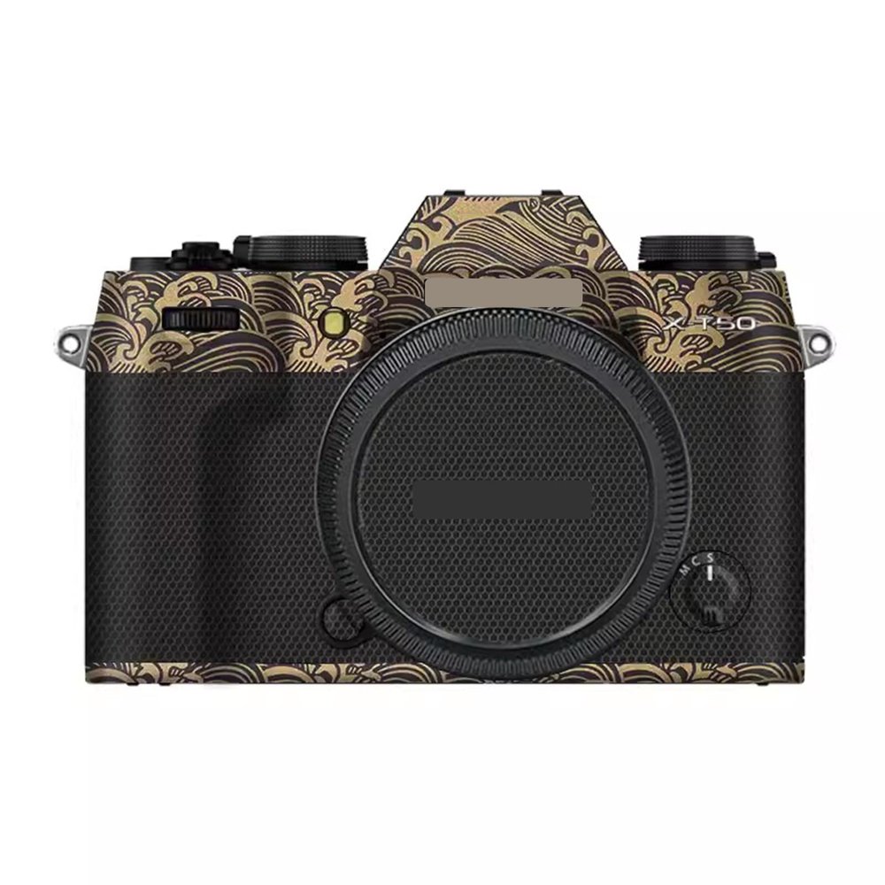 Anti-Scratch Camera Cover Skin Sticker for Fujifilm X-T50 Camera Protector Film Skin Decals(Wave Gold)
