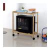 Adjustable Monitor Stand PC Tower Stand, 2-tier Rolling CPU Stand, Bamboo Mobile PC Host Case Stand with Caster Wheels, Fits Most PC Case and Printer Under Desktop Arm Monitor(Natural,51*26*61cm) view 1