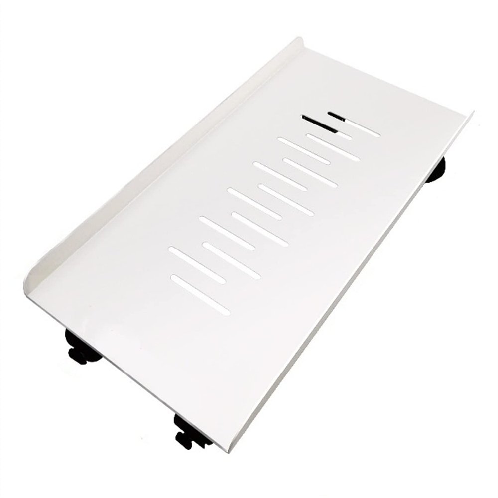 Adjustable Monitor Stand PC Tower Stand, Metal CPU Stand with Rolling Caster Wheels - Heavy Duty Desktop Stand PC Cart PC Tower Floor Stand for Most Gaming PCs Arm Monitor(White,440*220mm)