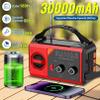 30000mAh Hand Crank Emergency Radio - Solar Portable Weather Radio AM FM NOAA with 3 Mode Flashlight & Reading Lamp, Headphone Jack, Cell Phone Charger, SOS for Emergency, Red view 2