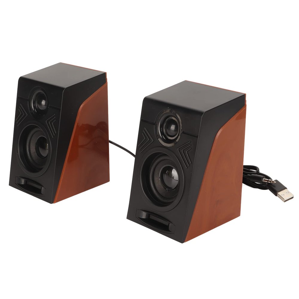 Adjustable Deep Bass PC Speakers for Computers, Wired Laptop Speakers, Full Range HiFi Wired Laptop with Volume Wheel, Plug and Play USB Desktop for TVs, Phones, 2 x