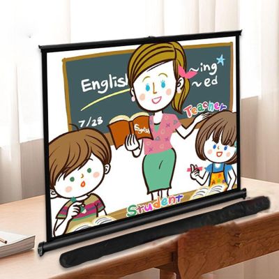 20/30/40/50inch Tabletop Projector Screen Manual Pull Up, Small Self-Supporting High-Definition Floor-Standing Screen, Indoor Outdoor Projection Screen(50in,4:3)