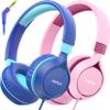 EarFun S1 Kids Headphones, Foldable Wired Headphones for Kids, 85dB Volume Limit, Stereo Sound, Adjustable Headband, Portable Lightweight On-Ear Headphone for School/Travel/Boys/Girls (Blue&Pink) view 1