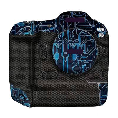 Anti-Scratch Camera Skin Wrap Sticker Coat Vinly Protective Film Body Protector Decals Cover for Canon EOS R3(Circuit Blue)