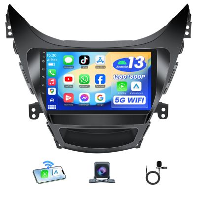 4Core+64GB ROM Car Radio Stereo for Hyundai Elantra 2011-2013: 5GWiFi 9 Inch 1280 * 800P IPS Touchscreen for Elantra Radio Upgrade with Wireless CarPlay/Android Auto Bluetooth Backup Camera GPS FM