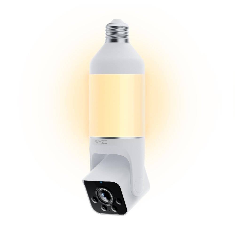WYZE Bulb Cam Security Camera, 2K HD Outdoor Light Bulb Camera, Color Night Vision, Dimmable LED Bulb, Motion Detection, Siren Alarm, Works w/Alexa/Google Assistant. Free Expert Support