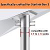 Heavy-Duty Starlink Gen 3 Mount Adapter, Blizzard-Resistant Aluminum Alloy, Fits Most Poles, Compatible with STARLINK Standard Dish, V3 Kickstand Dishy, Universal Pole Adapter Kit for Roof Wall RV view 3