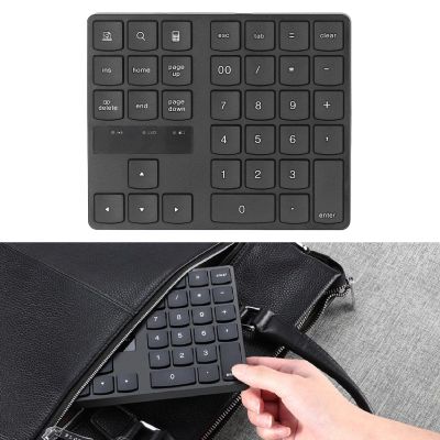 Bluetooth Number Pad, Aluminum Rechargeable Wir eless Numeric Keypad Slim 35 Keys External Numpad Keyboard Data Entry for Laptop Home Business Work