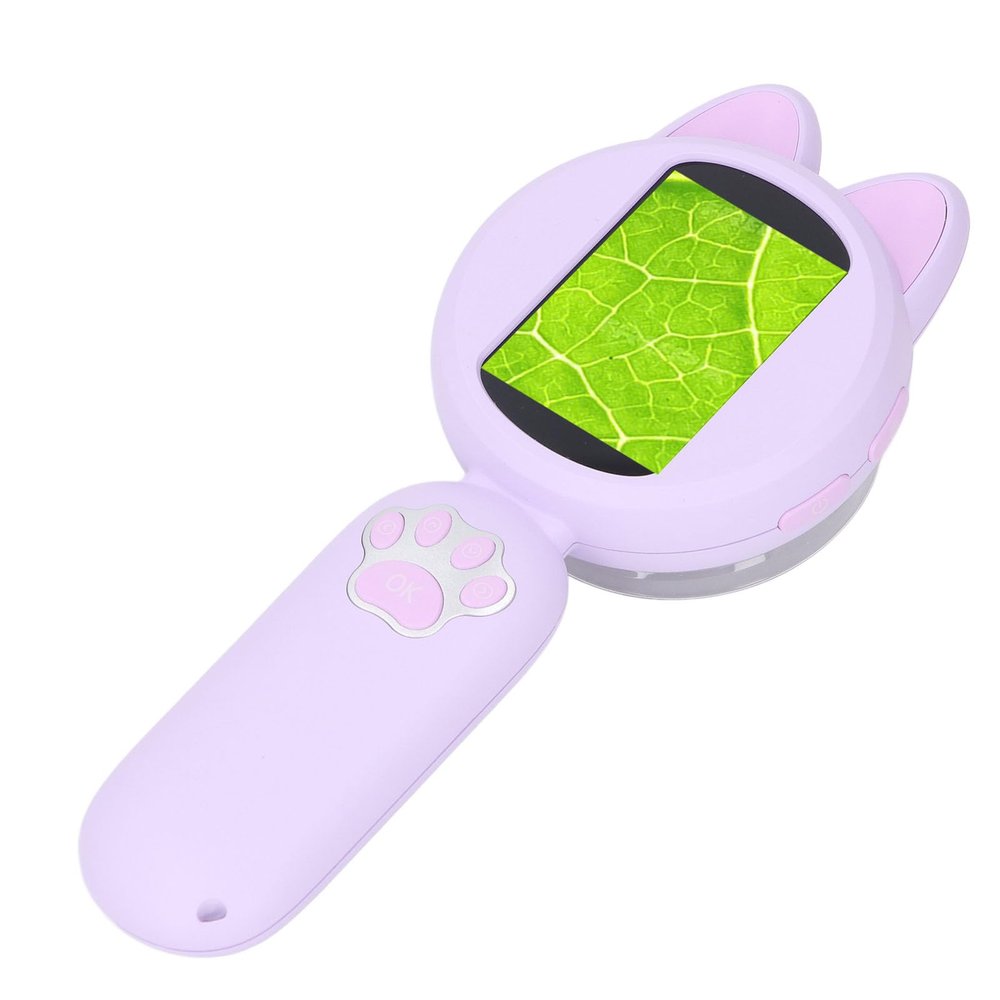 Kids Microscope HD IPS Screen 3 Gears LED Light Brightness Portable Handheld Magnifying Glass Kids Pocket Microscope Kid Mini Scope Kids Digital Microscope (Purple)