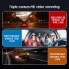 Dash Cam, 3 Channel Dash Cam, 3Inch 1080P HD Screen Night Vision Wide Angles Emergecy Lock Stop Triple Camera Driving Recorder view 2