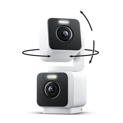 WYZE Duo Cam Pan Indoor/Outdoor IP65 2K 360 Pan/Tilt Smart Home Security Camera with Color Night Vision, Compatible with Alexa & Google Assistant, White