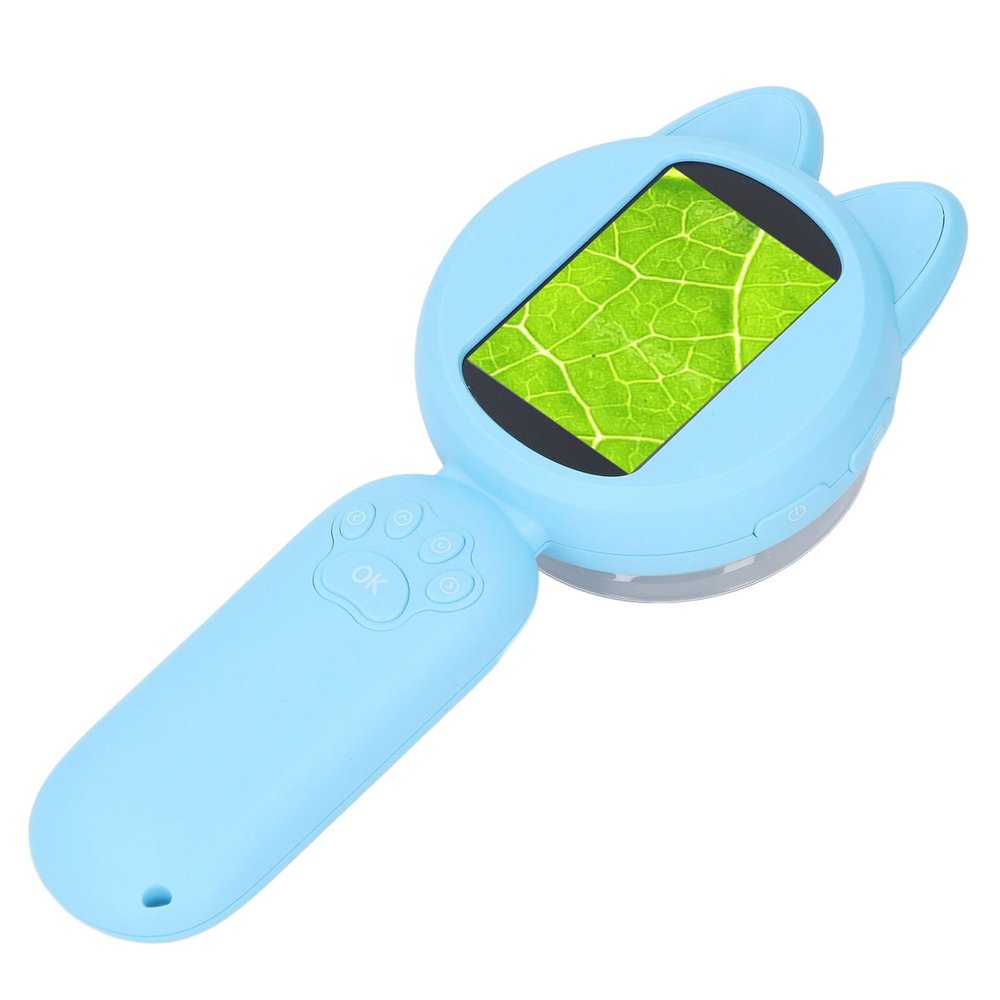 Kids Microscope HD IPS Screen 3 Gears LED Light Brightness Portable Handheld Magnifying Glass Kids Pocket Microscope Kid Mini Scope Kids Digital Microscope (Blue)