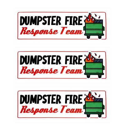 3pcs Dumpster Fire Response Team Stickers, 3x1in Dumpster Fire Decal Waterproof Funny Dumpster Fire Meme Sticker for Laptop Water Bottle Tumbler Hard Hat