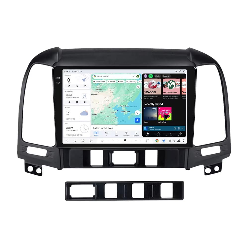 MekedeTech DUDUAUTO DUDU6 Double Din Android 13 Car Radio Wireless Carplay Multimedia Player 9.5 inch Car Head Unit for Hyundai Santa Fe 2 2006 2007 2008 2009 2010 2011 2012,8G RAM 256GROM