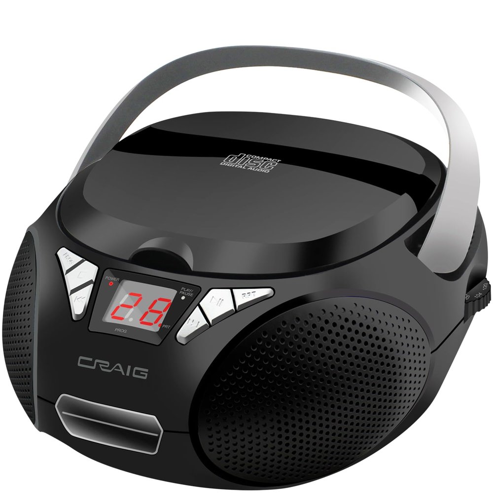 Craig CD6925 Portable Top-Loading Stereo CD Boombox with AM/FM Stereo Radio and Bluetooth Wireless Technology | Programmable CD Player | CD-R/CD-W Compatible | No Headphone Jack (Renewed)