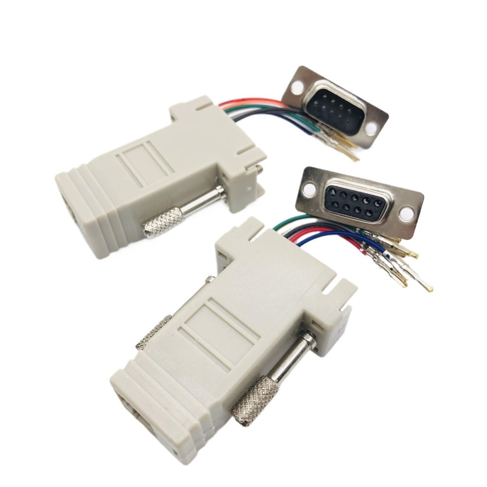 ACGTUY DB9 Male Female DB9 9PIN Serial Port Connector to RJ45 Female Adapter D-SUB RS232 COM Port to LAN Ethernet Port Converter(1 Pair)