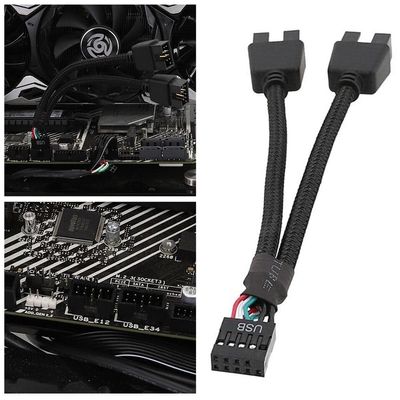 1 x Motherboard USB2.0 9pin Header 1 to 2 Extension Hub Splitter Adapter Converter