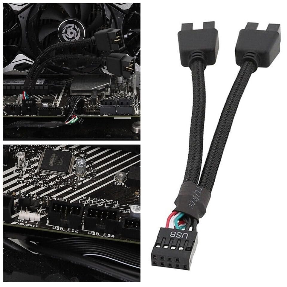 1 x Motherboard USB2.0 9pin Header 1 to 2 Extension Hub Splitter Adapter Converter