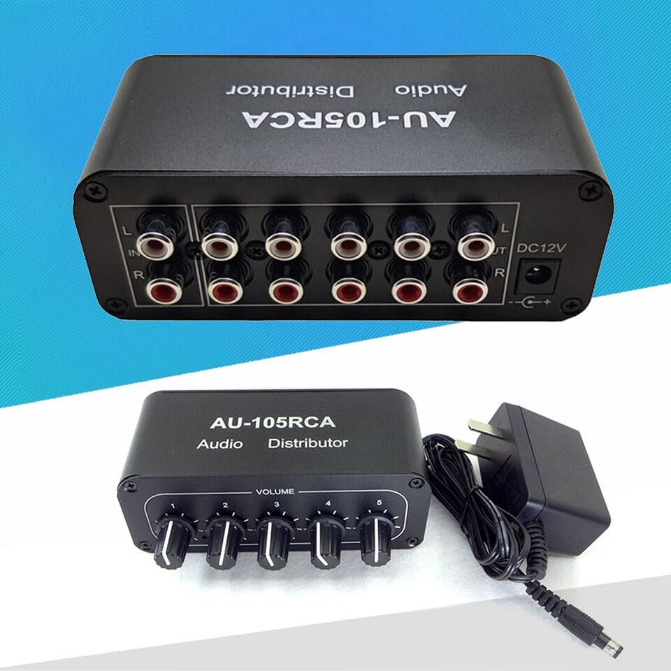 1X Box HiFi Stereo RCA Audio Splitter/Selector Mini 1-IN-5-OUT Audio Switch