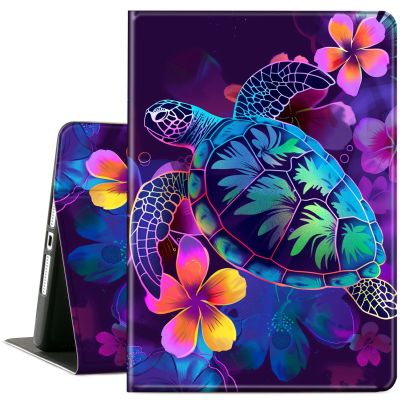 ACWDMKH Case for Samsung Galaxy Tab S7 FE 2021 / S8 Plus 2022 / S7 Plus 2020 12.4 Inch,PU Leather Cute Slim Folio Adjustable Stand Smart Cover with Auto Wake/Sleep,Glitter Sea Turtle