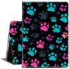 ACWDMKH Case for Samsung Galaxy Tab S7 FE 2021 / S8 Plus 2022 / S7 Plus 2020 12.4 Inch,PU Leather Cute Slim Folio Adjustable Stand Smart Cover with Auto Wake/Sleep,Green Pink Footprint view 1
