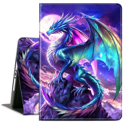 ACWDMKH Case for Samsung Galaxy Tab S7 FE 2021 / S8 Plus 2022 / S7 Plus 2020 12.4 Inch,PU Leather Cute Slim Folio Adjustable Stand Smart Cover with Auto Wake/Sleep,Glitter Dragon