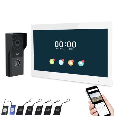 2-Wired Video Intercom System Doorbell with 1080P Camera and 10 Inch Touch Monitor,WiFi Video Door Phone Kit for Home Apartment,Auto Snapshot,Remote Unlock,Tuya (Black doorbell+Monitor)