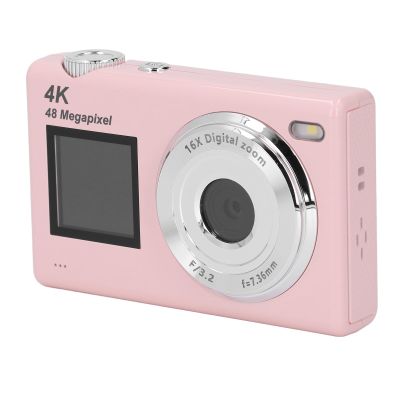 Dpofirs 4K Digital Camera for Photography, 16X Digital Zoom Video Camcorder Autofocus with Dual Screen, Portable 48MP Camera Anti Shake with Beauty Filters for Travel (Roseate)