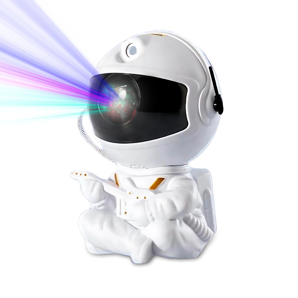 Galaxy Star Astronaut Projector LED Night Light Starry Sky Projector Lamp for Bedroom Decor for Children and Teen Rooms, White Star (White Guitar)
