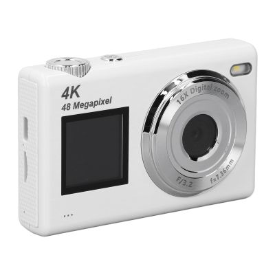 Dpofirs 4K Digital Camera for Photography, 16X Digital Zoom Video Camcorder Autofocus with Dual Screen, Portable 48MP Camera Anti Shake with Beauty Filters for Travel (White)